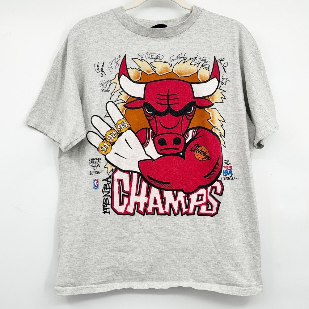 Changes Mens 1993 Chicago Bulls Benny The Bull NBA Champs Vintage 90s T-Shirt L